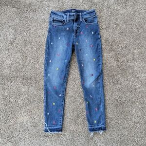Gap Girls Embroidered Blue Jeans